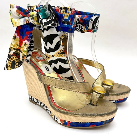 Carlos Falchi Platform Wedge Sandals - Picture 2 of 14